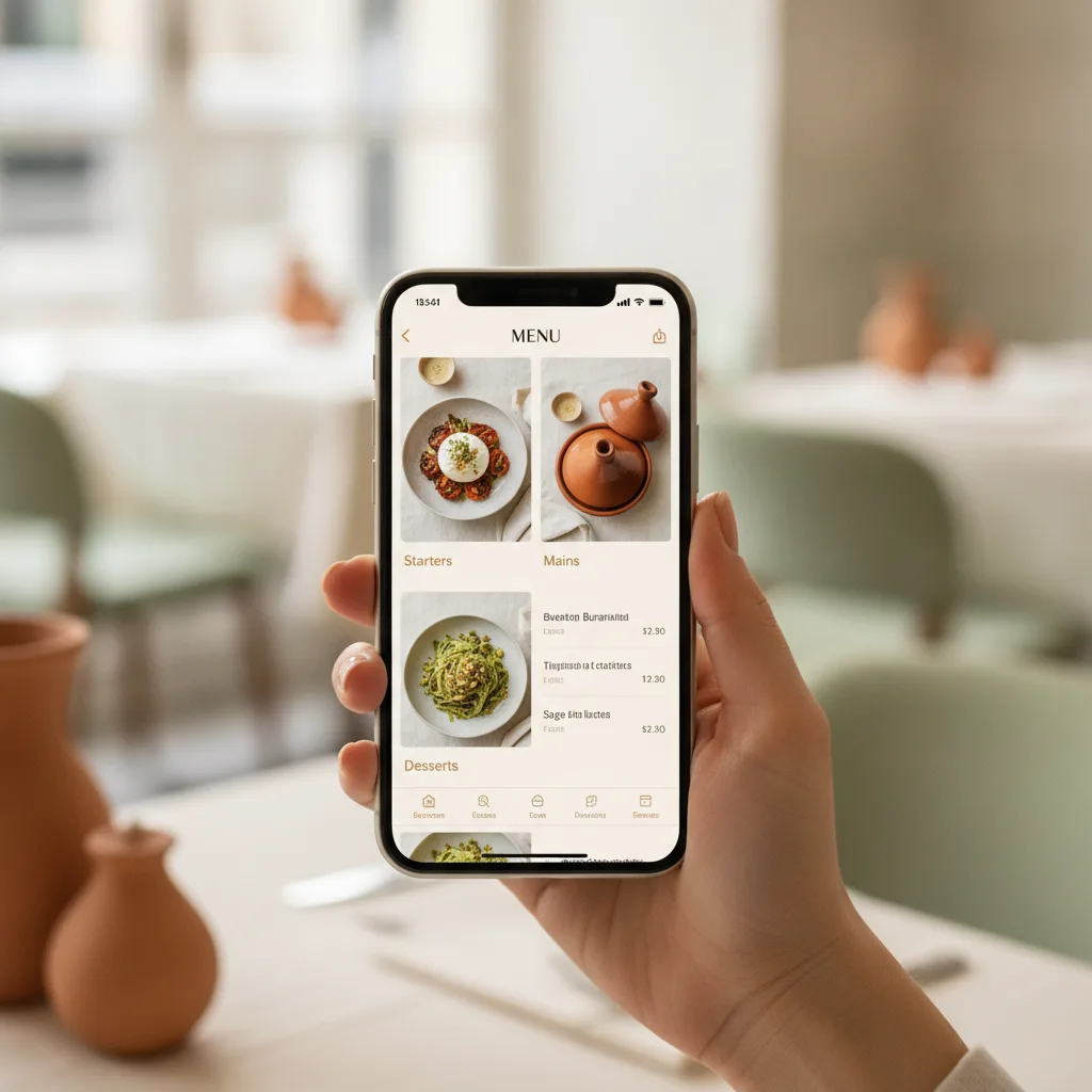 Digital menu on phone