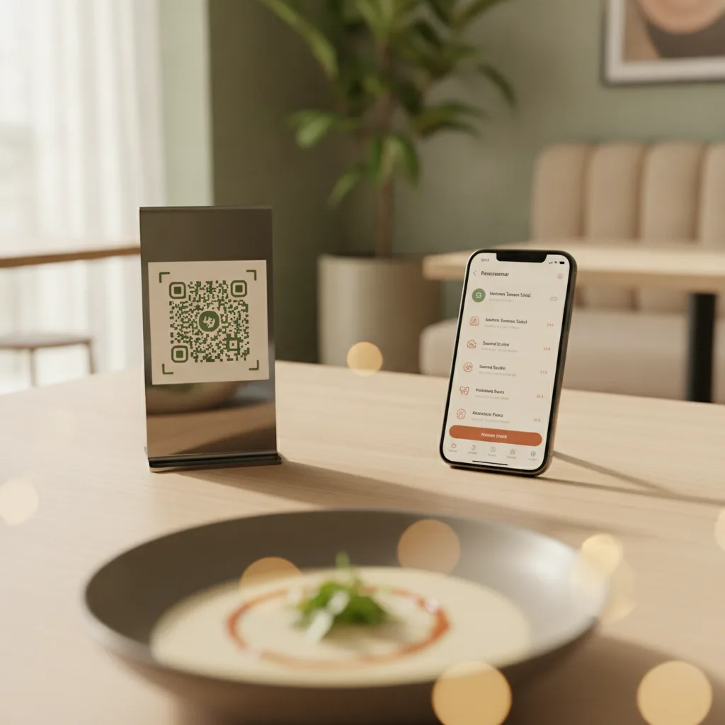 QR menu on a restaurant table